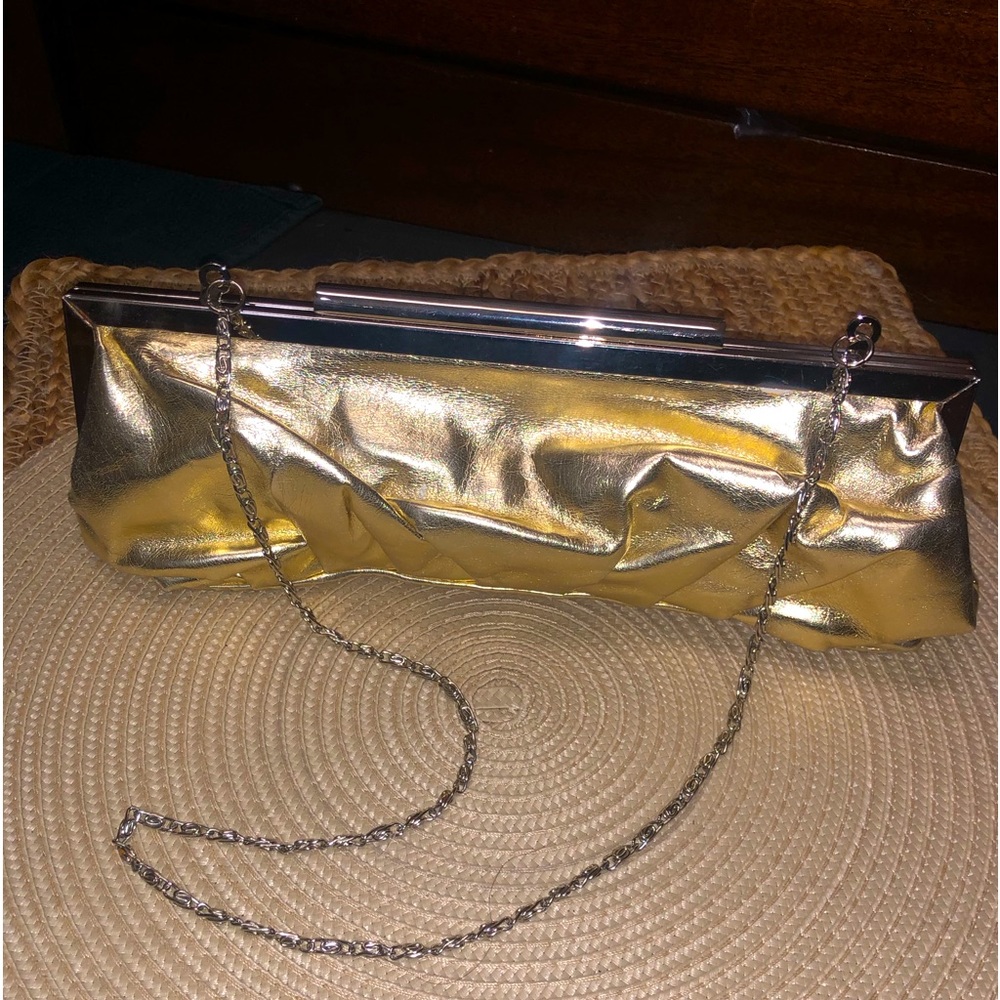Lulu Townsend Gold Lame Clutch